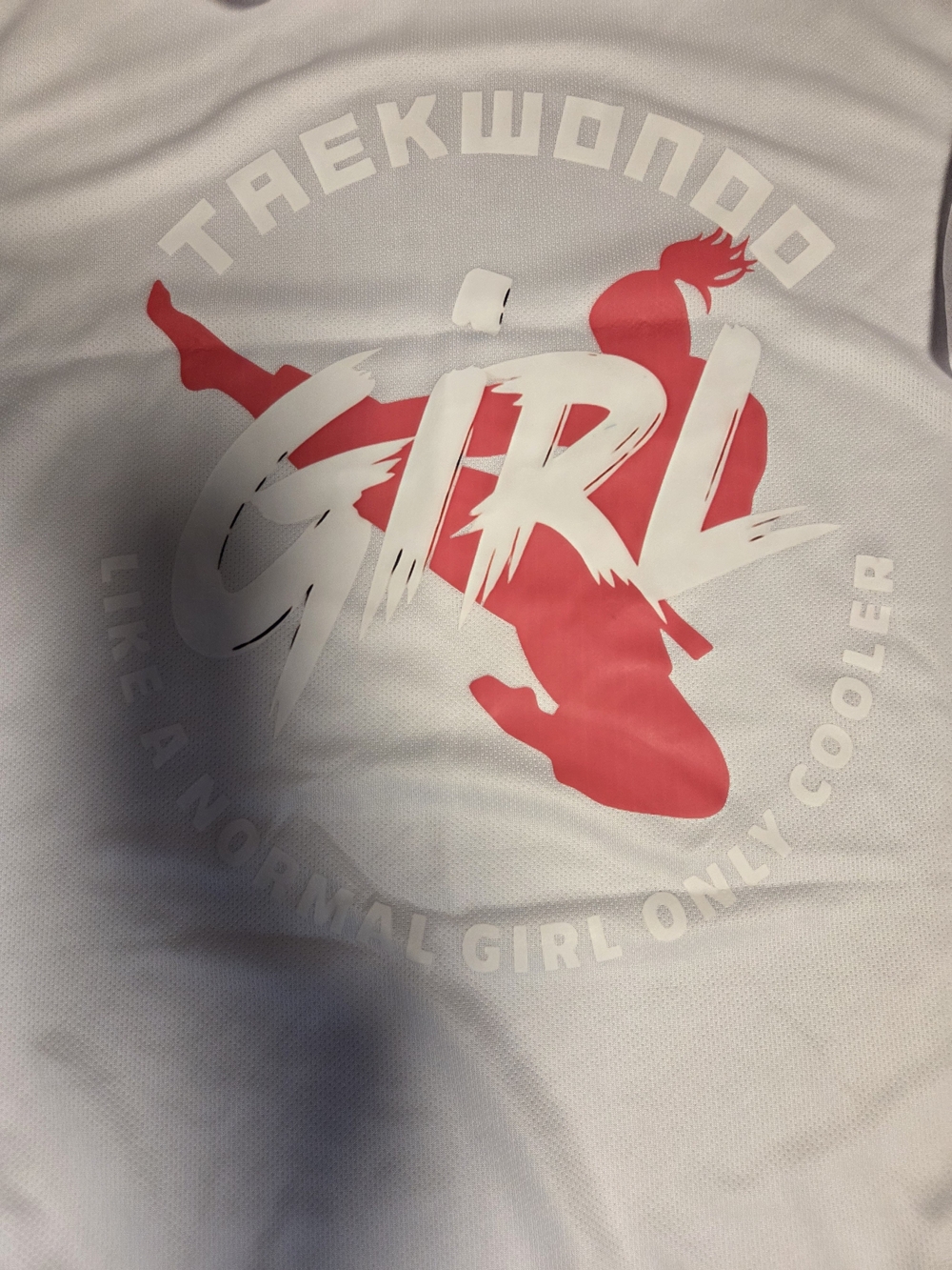 Taekwondo Girl Graphic Tee - White with Pink Print